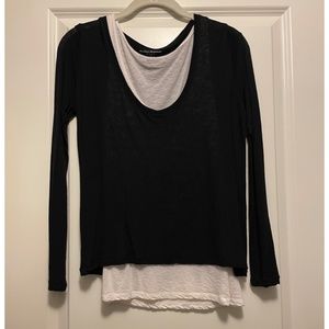 Black and white cashmere double tee